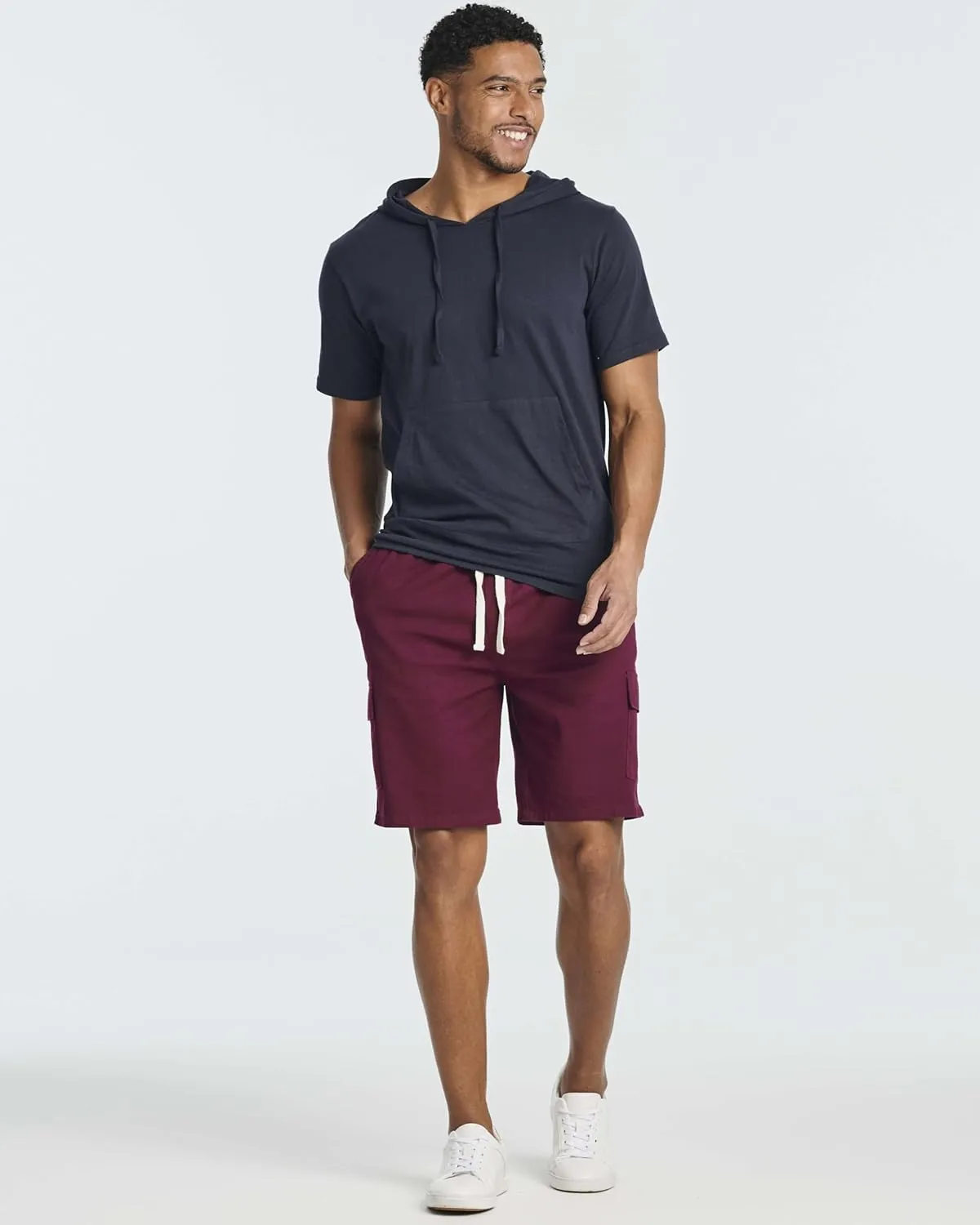 Real Essentials 3 Pack: Men's 9" Elastic Waistband Cargo Short with Drawstring