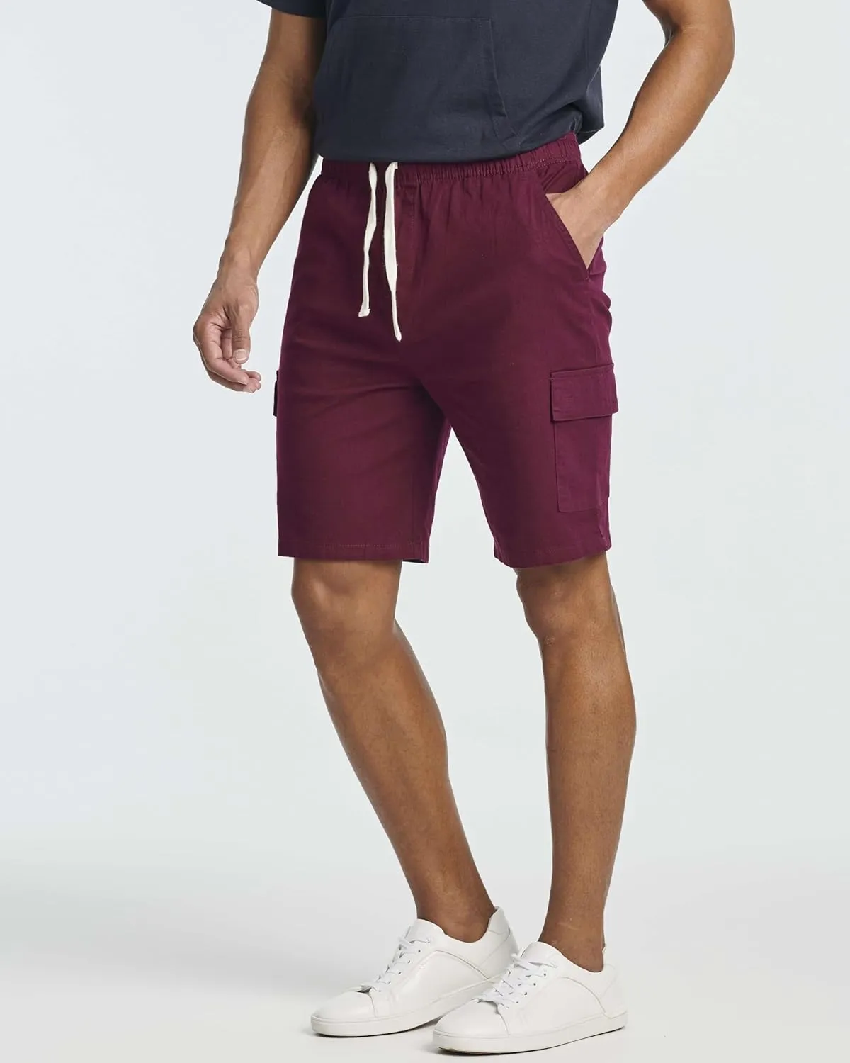 Real Essentials 3 Pack: Men's 9" Elastic Waistband Cargo Short with Drawstring