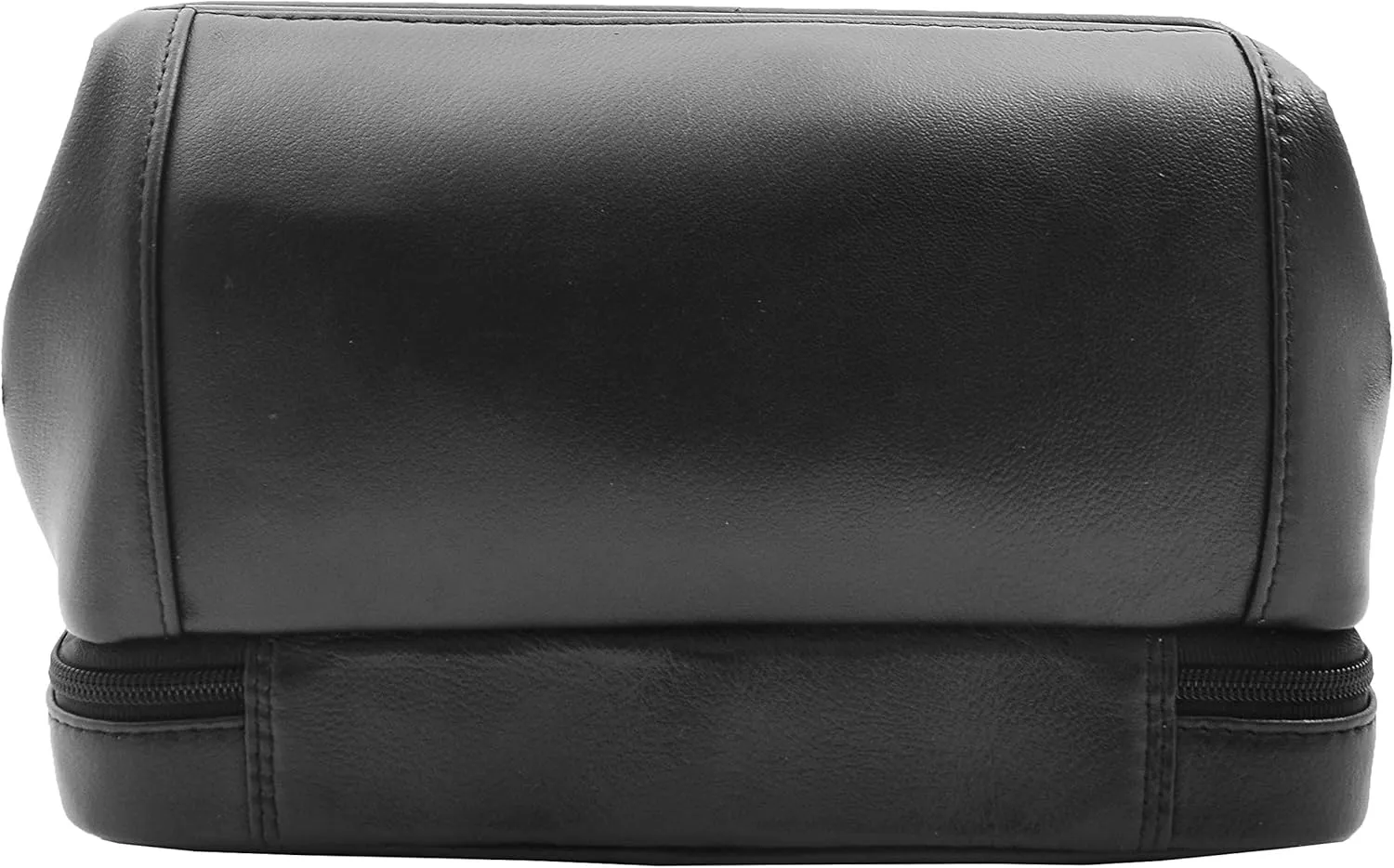 Real Leather Toiletry Wash Bag Cosmetic Shaving Kit Travel Pouch - Neil, Black, M, Toiletry Bag