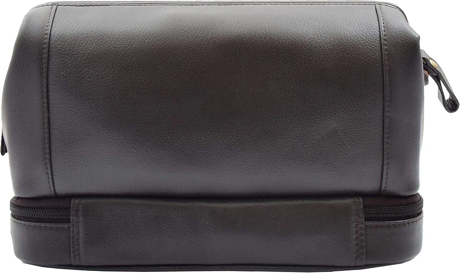 Real Leather Toiletry Wash Bag Cosmetic Shaving Kit Travel Pouch - Neil, Brown, M, Toiletry Bag