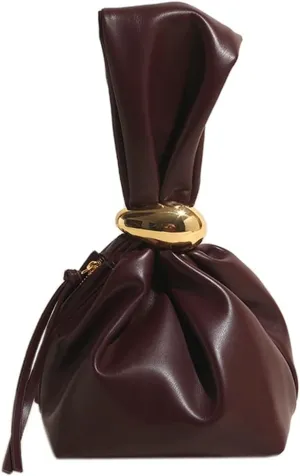 Rungion Trendy Vegan Leather Clutch Purse for Women Small Bucket Handbag Ladies Satchel Designer Bag with Zipper 2024