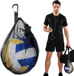 Single Ball Bag, Volleyball bag, Breathable Mesh Ball Storage Bags with Zipper Pocket, Drawstring Sling Back Bags with Buckle Clip for Basketball Football Badminton Beach Polo