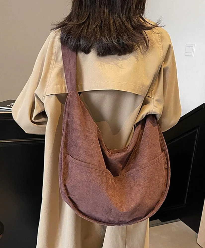 Slouchy Suede Shoulder Bags for Women Large Crossbody Tote Purse Satchel Bag Work Purses Crescent Bag Handbag
