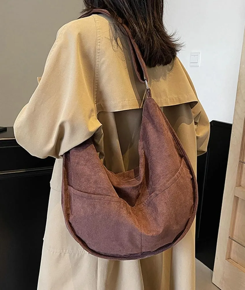 Slouchy Suede Shoulder Bags for Women Large Crossbody Tote Purse Satchel Bag Work Purses Crescent Bag Handbag