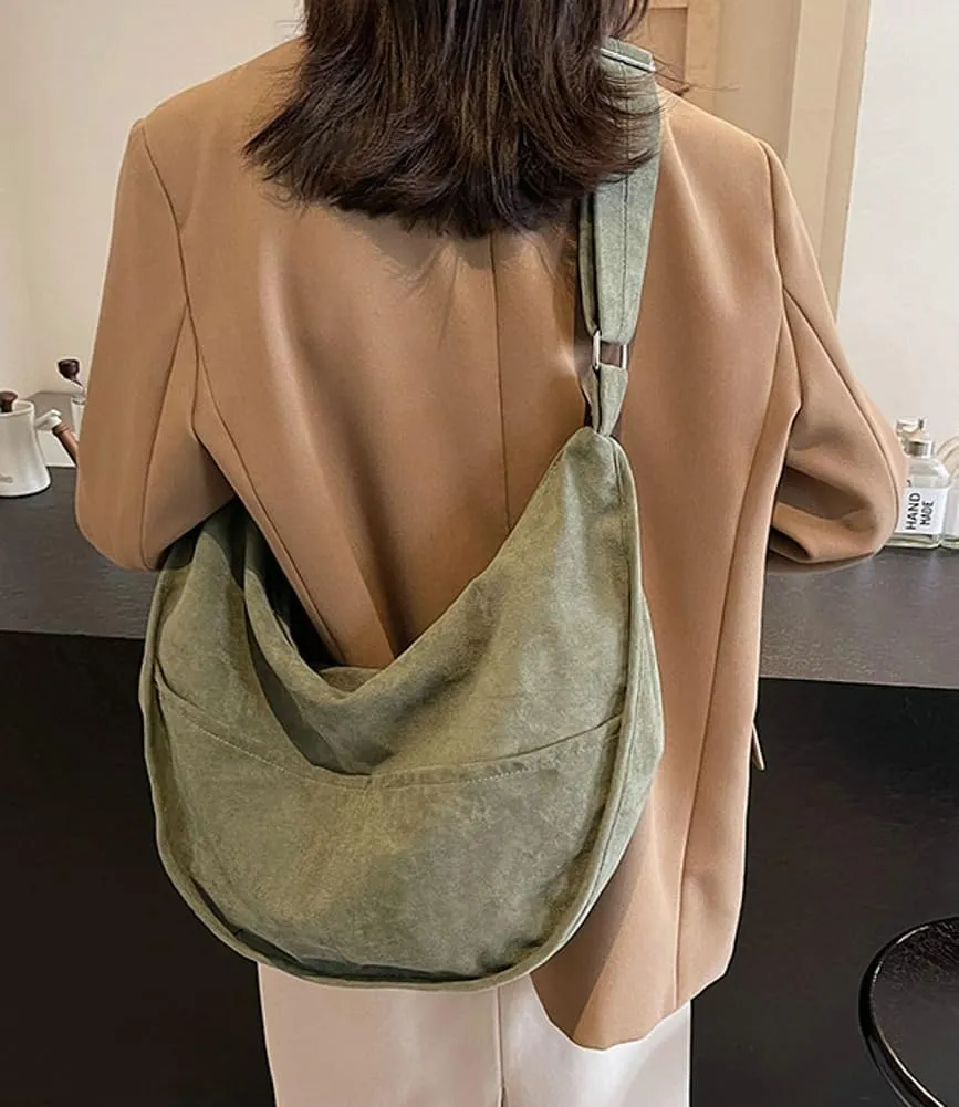 Slouchy Suede Shoulder Bags for Women Large Crossbody Tote Purse Satchel Bag Work Purses Crescent Bag Handbag