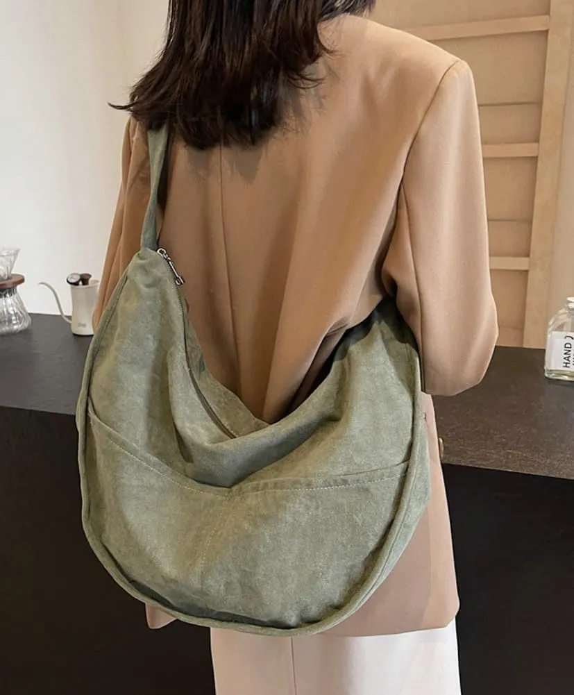 Slouchy Suede Shoulder Bags for Women Large Crossbody Tote Purse Satchel Bag Work Purses Crescent Bag Handbag