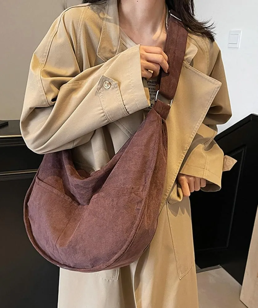 Slouchy Suede Shoulder Bags for Women Large Crossbody Tote Purse Satchel Bag Work Purses Crescent Bag Handbag