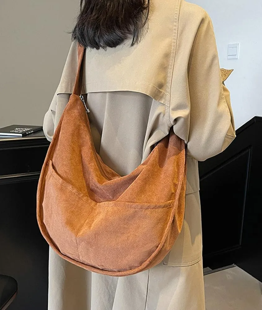 Slouchy Suede Shoulder Bags for Women Large Crossbody Tote Purse Satchel Bag Work Purses Crescent Bag Handbag