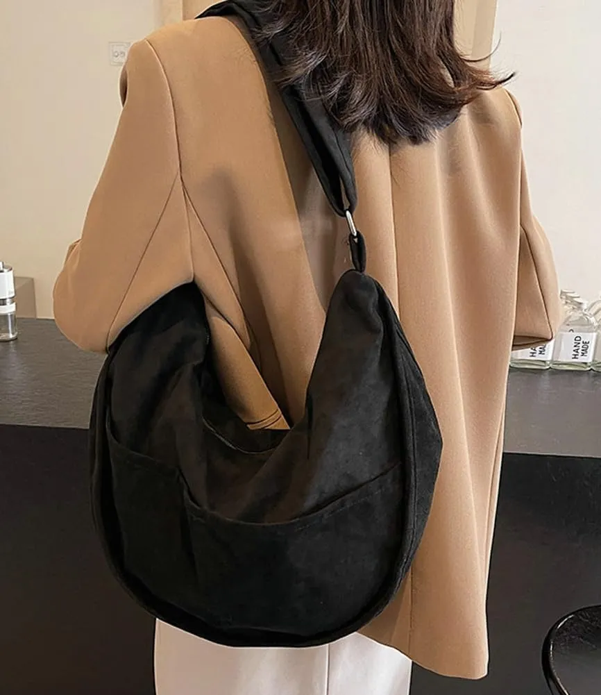Slouchy Suede Shoulder Bags for Women Large Crossbody Tote Purse Satchel Bag Work Purses Crescent Bag Handbag