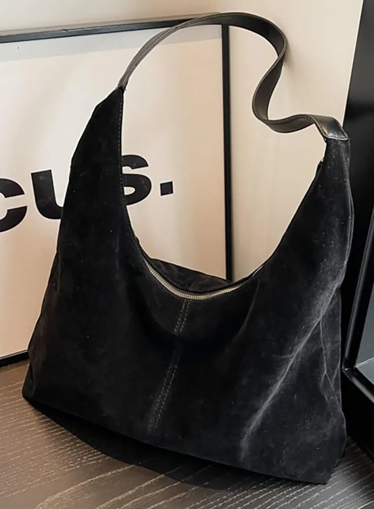 Slouchy Suede Shoulder Bags For Women Underarm Bag Womens Tote Bag Work Purses Crescent Bag Suede Handbag Travel Winter Fall