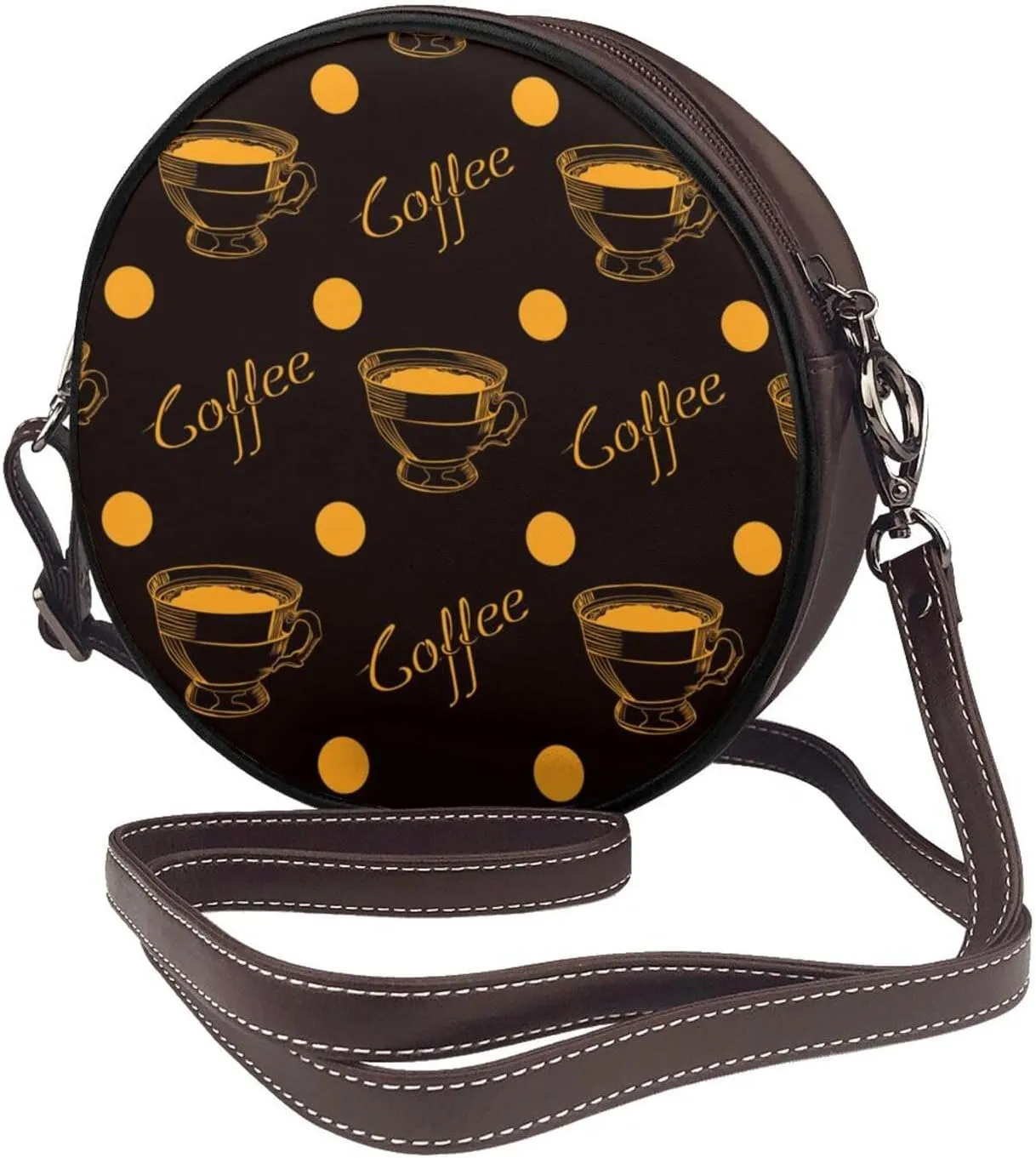 Small Crossbody Bags for Women Round Purses PU Leather Shoulder Bag with Adjustable Strap