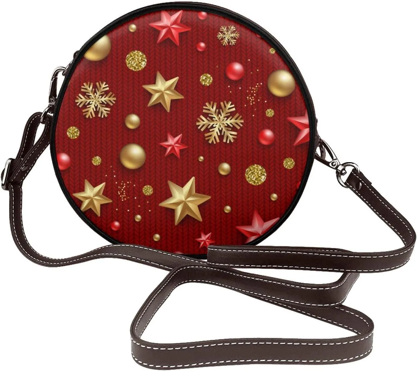 Small Crossbody Bags for Women Round Purses PU Leather Shoulder Bag with Adjustable Strap