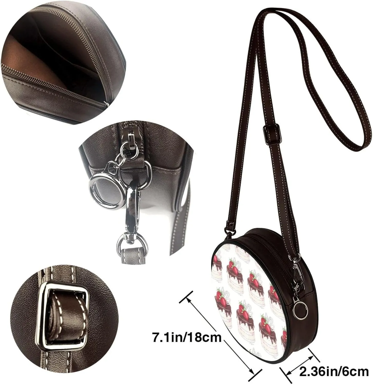 Small Crossbody Bags for Women Round Purses PU Leather Shoulder Bag with Adjustable Strap