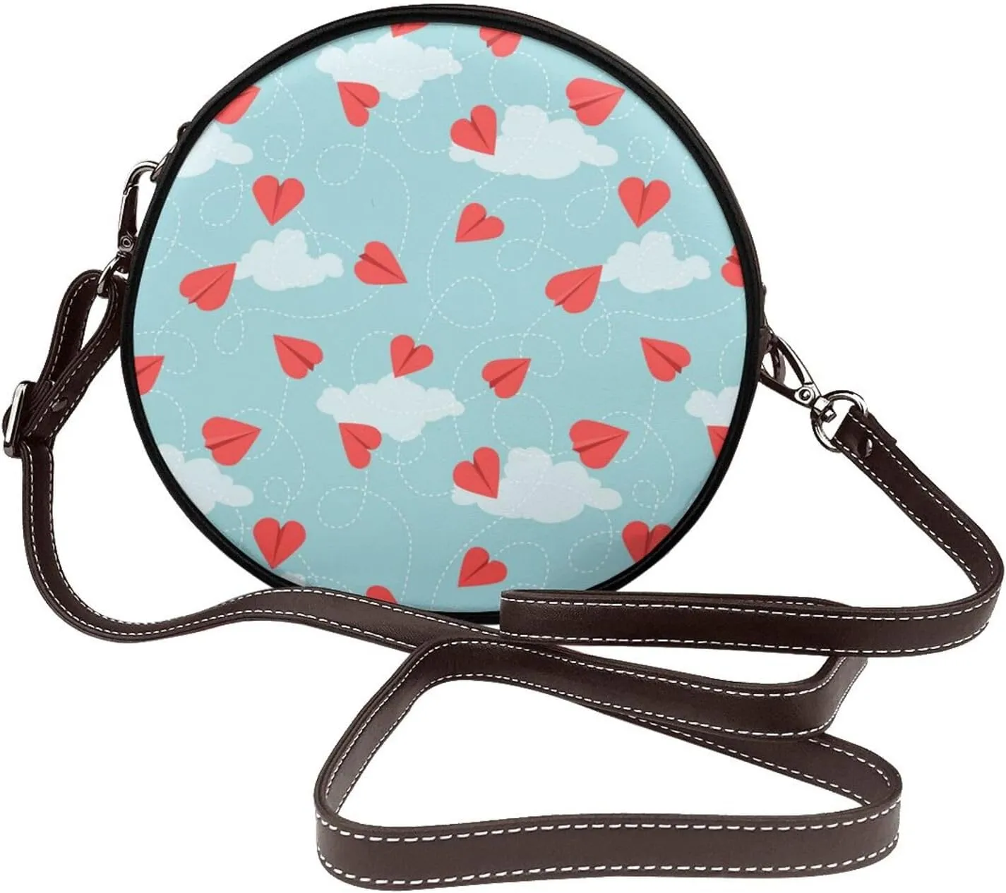 Small Crossbody Bags for Women Round Purses PU Leather Shoulder Bag with Adjustable Strap