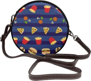 Small Crossbody Bags for Women Round Purses PU Leather Shoulder Bag with Adjustable Strap