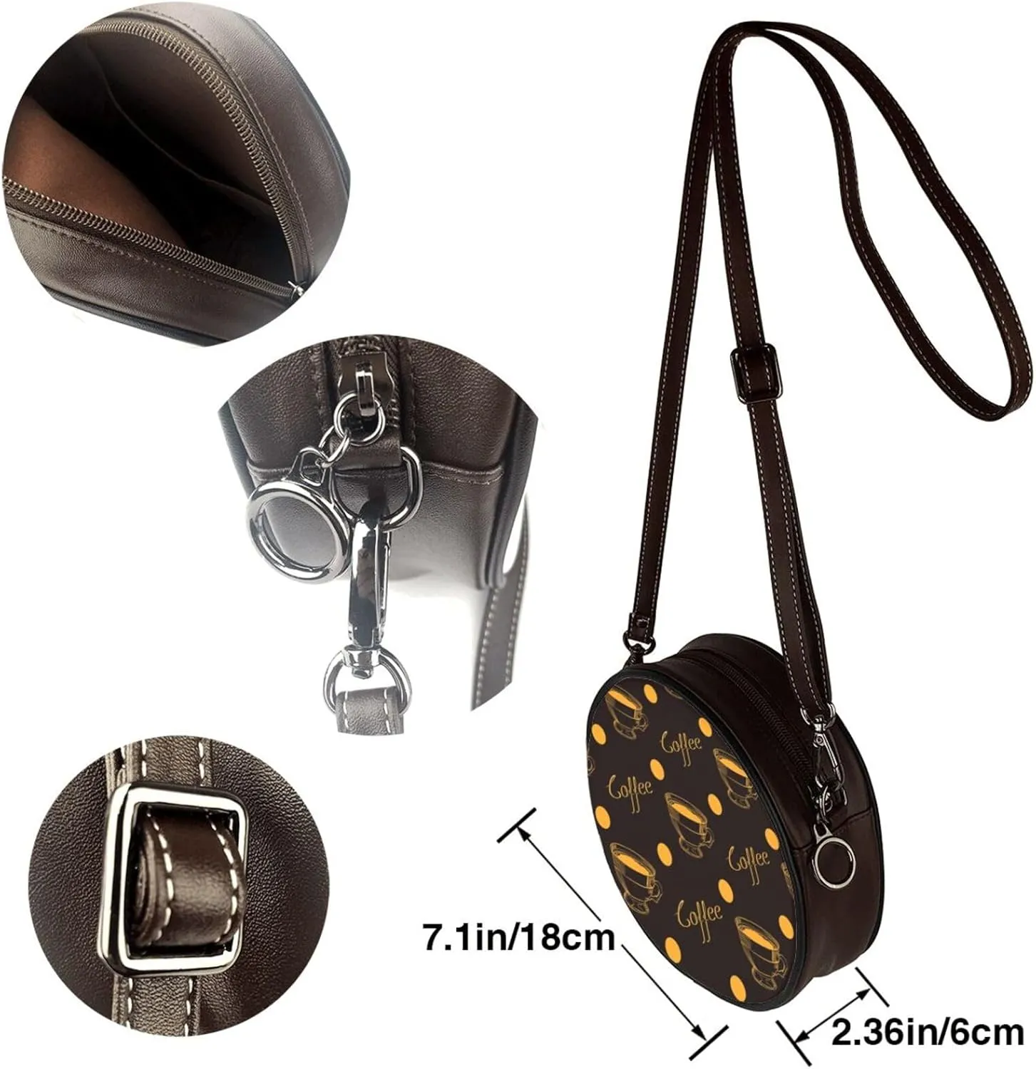 Small Crossbody Bags for Women Round Purses PU Leather Shoulder Bag with Adjustable Strap