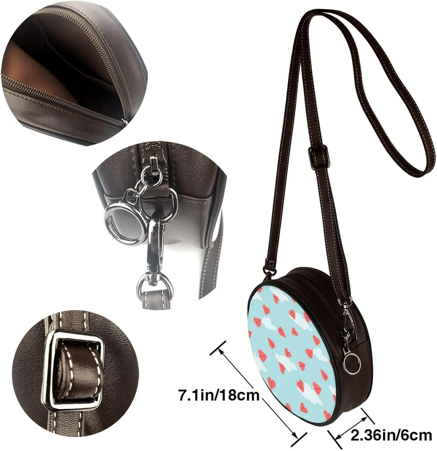 Small Crossbody Bags for Women Round Purses PU Leather Shoulder Bag with Adjustable Strap
