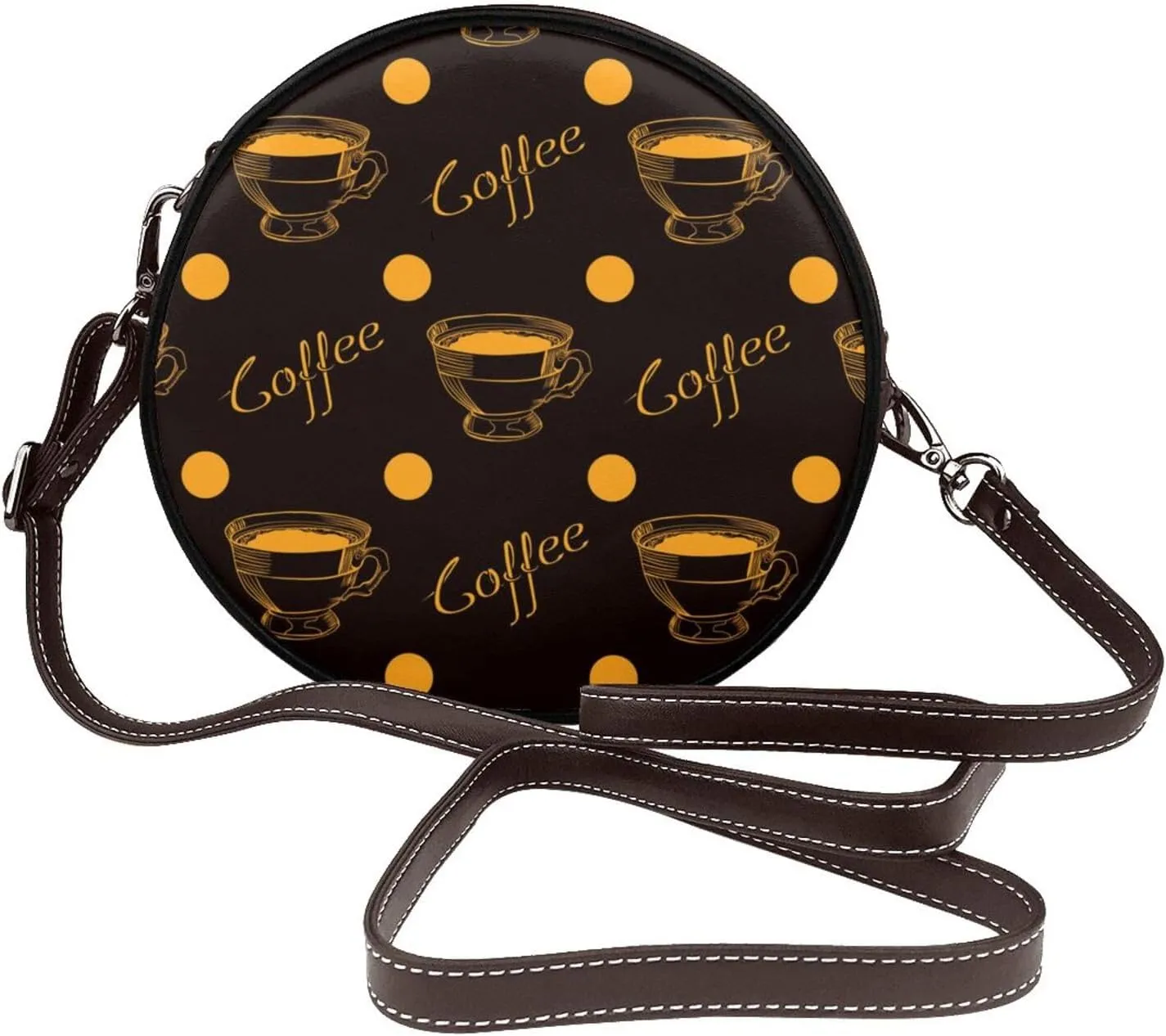 Small Crossbody Bags for Women Round Purses PU Leather Shoulder Bag with Adjustable Strap