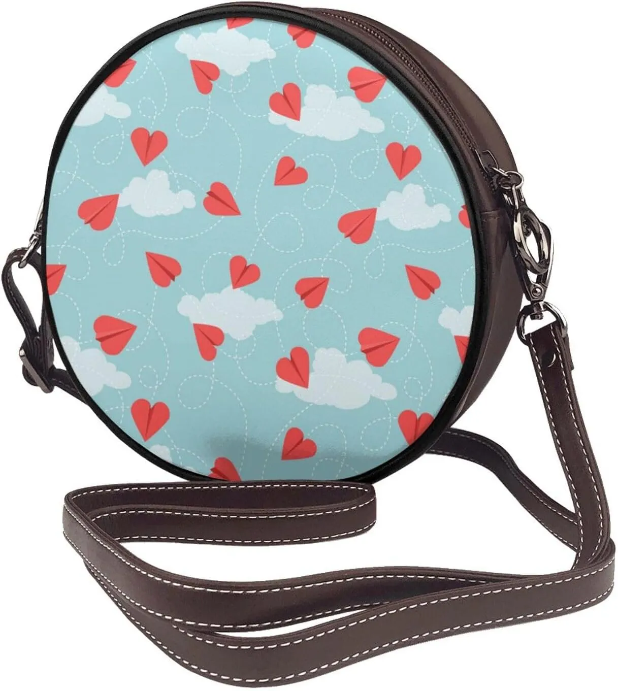 Small Crossbody Bags for Women Round Purses PU Leather Shoulder Bag with Adjustable Strap
