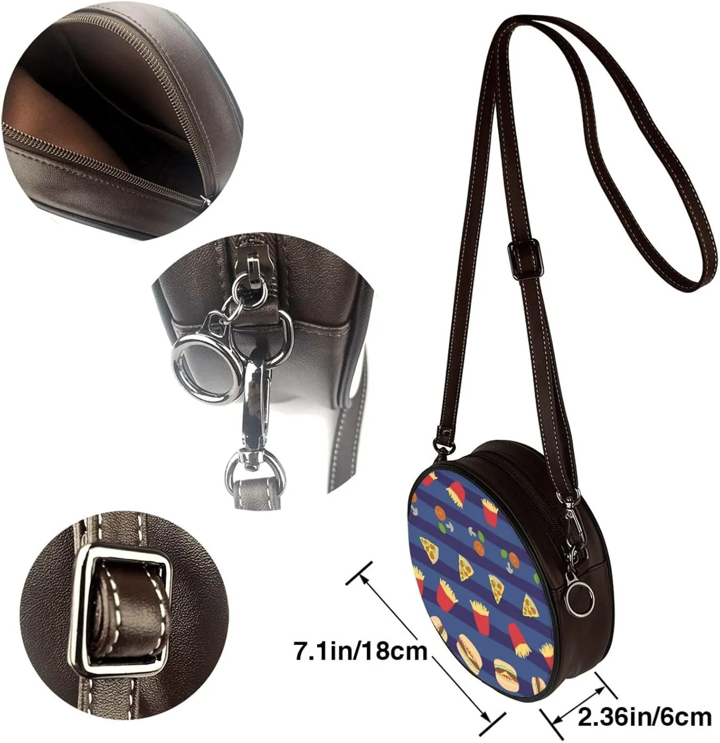 Small Crossbody Bags for Women Round Purses PU Leather Shoulder Bag with Adjustable Strap