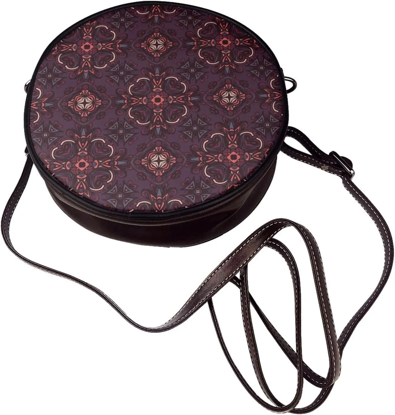 Small Crossbody Bags for Women Round Purses PU Leather Shoulder Bag with Adjustable Strap