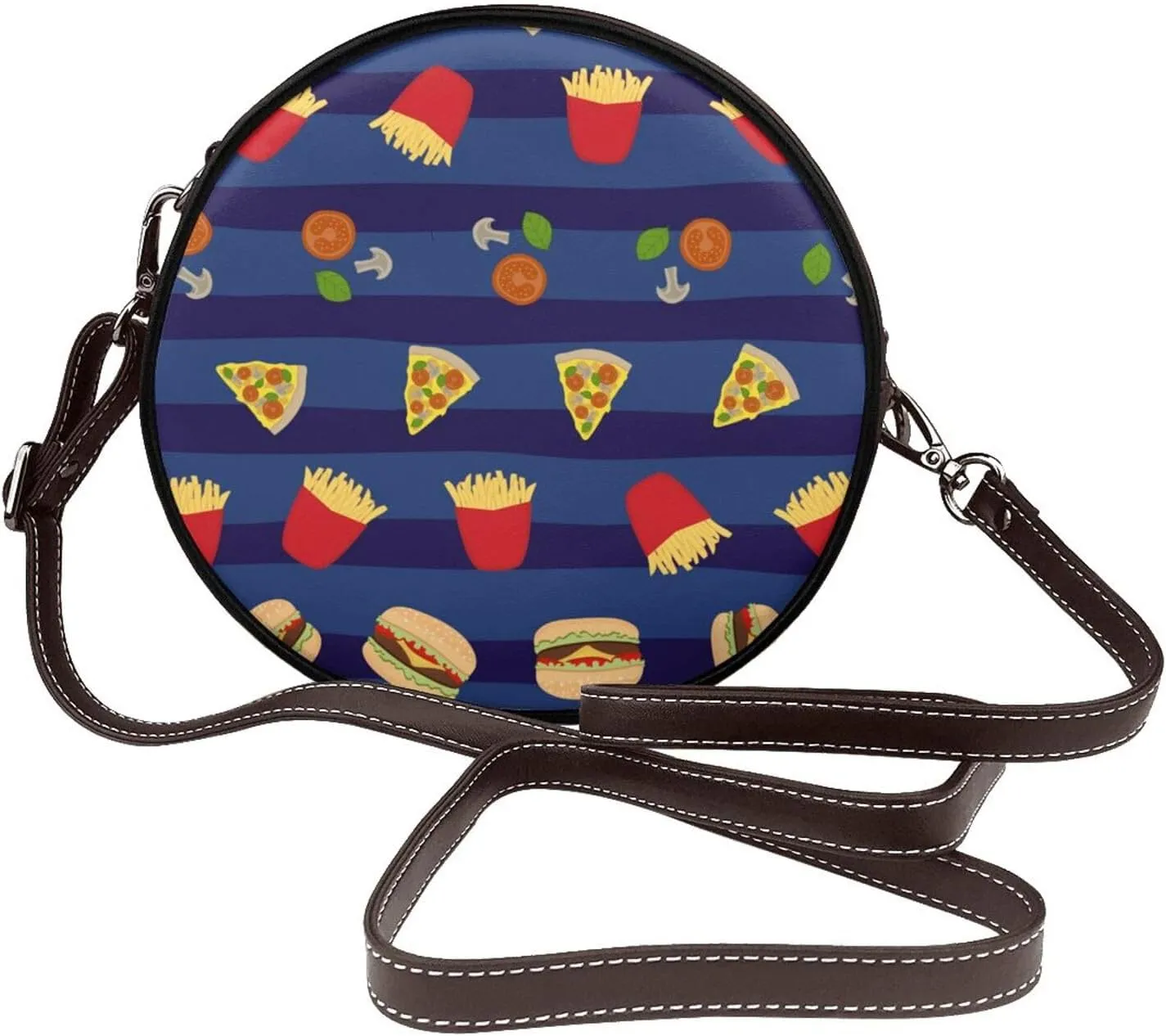 Small Crossbody Bags for Women Round Purses PU Leather Shoulder Bag with Adjustable Strap
