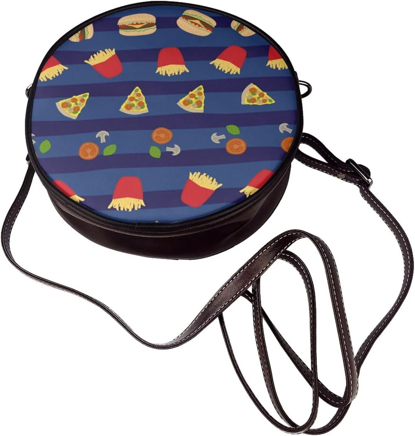 Small Crossbody Bags for Women Round Purses PU Leather Shoulder Bag with Adjustable Strap