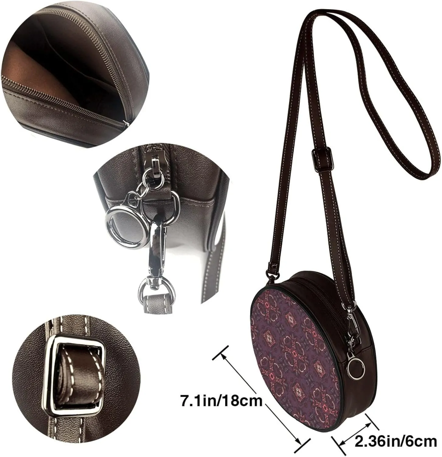 Small Crossbody Bags for Women Round Purses PU Leather Shoulder Bag with Adjustable Strap