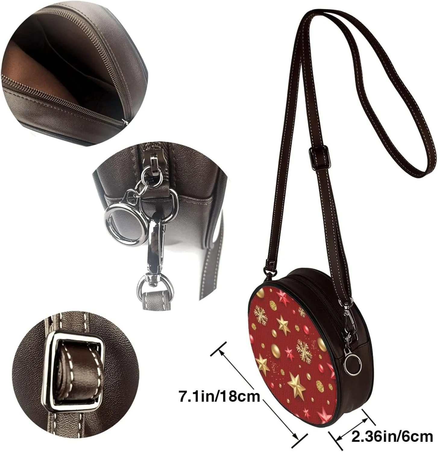 Small Crossbody Bags for Women Round Purses PU Leather Shoulder Bag with Adjustable Strap