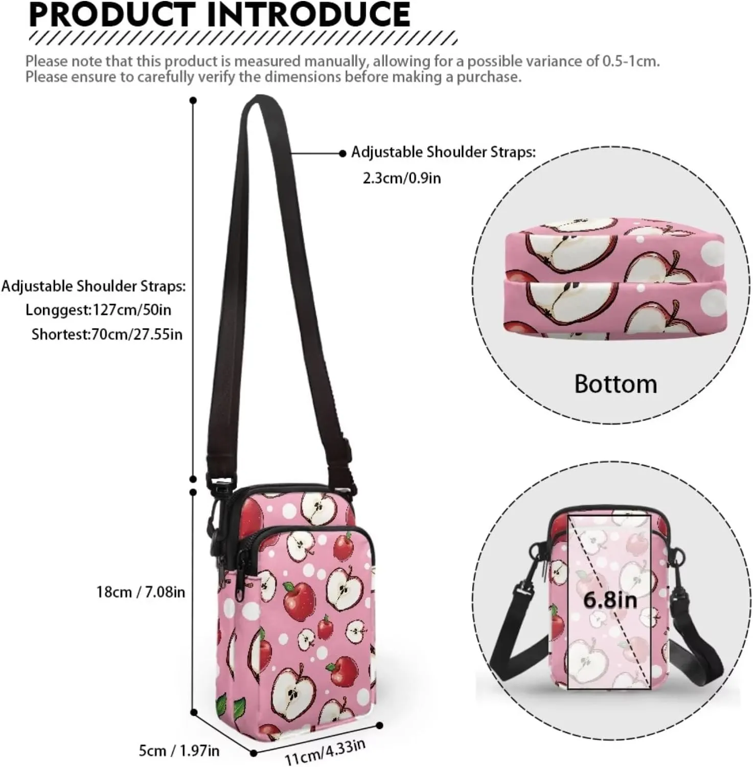 Small Crossbody Bags for Women Travel Zipper Cell Phone Bag with Strap