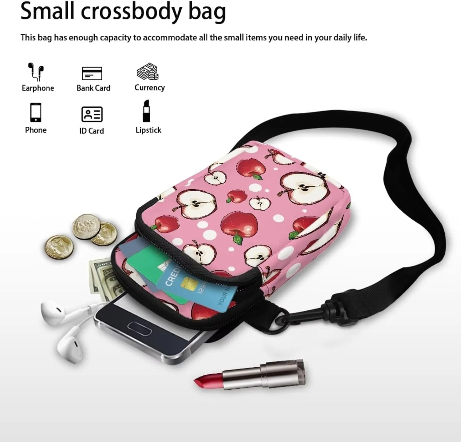 Small Crossbody Bags for Women Travel Zipper Cell Phone Bag with Strap