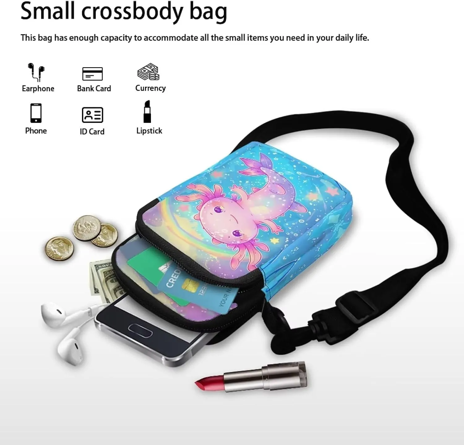 Small Crossbody Bags for Women Travel Zipper Cell Phone Bag with Strap