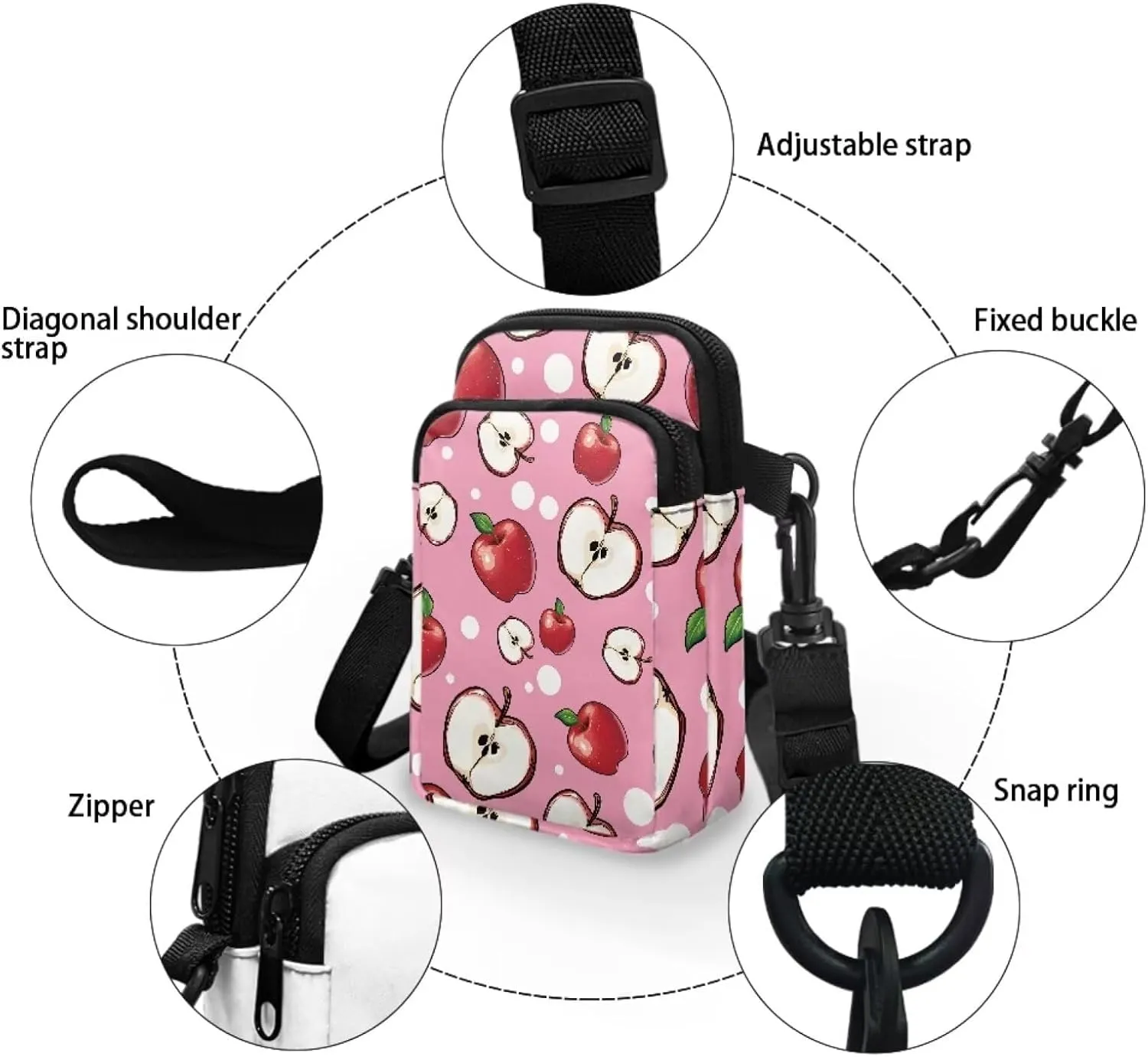 Small Crossbody Bags for Women Travel Zipper Cell Phone Bag with Strap