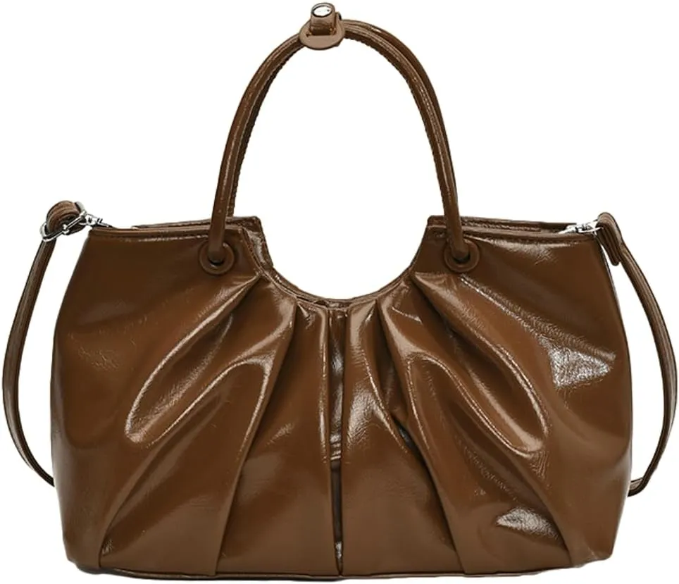 Small Crossbody Shoulder Bags for Women Pleated Vegan Leather Tote Satchel Cloud Handbag Trendy Purses 2025