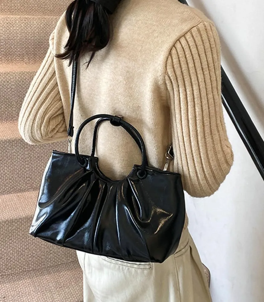 Small Crossbody Shoulder Bags for Women Pleated Vegan Leather Tote Satchel Cloud Handbag Trendy Purses 2025