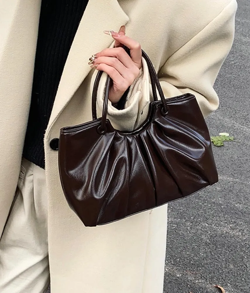 Small Crossbody Shoulder Bags for Women Pleated Vegan Leather Tote Satchel Cloud Handbag Trendy Purses 2025