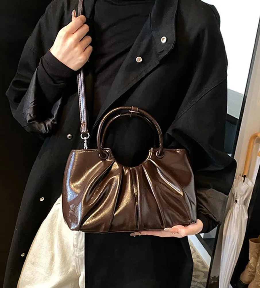 Small Crossbody Shoulder Bags for Women Pleated Vegan Leather Tote Satchel Cloud Handbag Trendy Purses 2025
