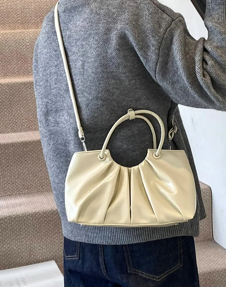 Small Crossbody Shoulder Bags for Women Pleated Vegan Leather Tote Satchel Cloud Handbag Trendy Purses 2025