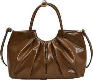 Small Crossbody Shoulder Bags for Women Pleated Vegan Leather Tote Satchel Cloud Handbag Trendy Purses 2025