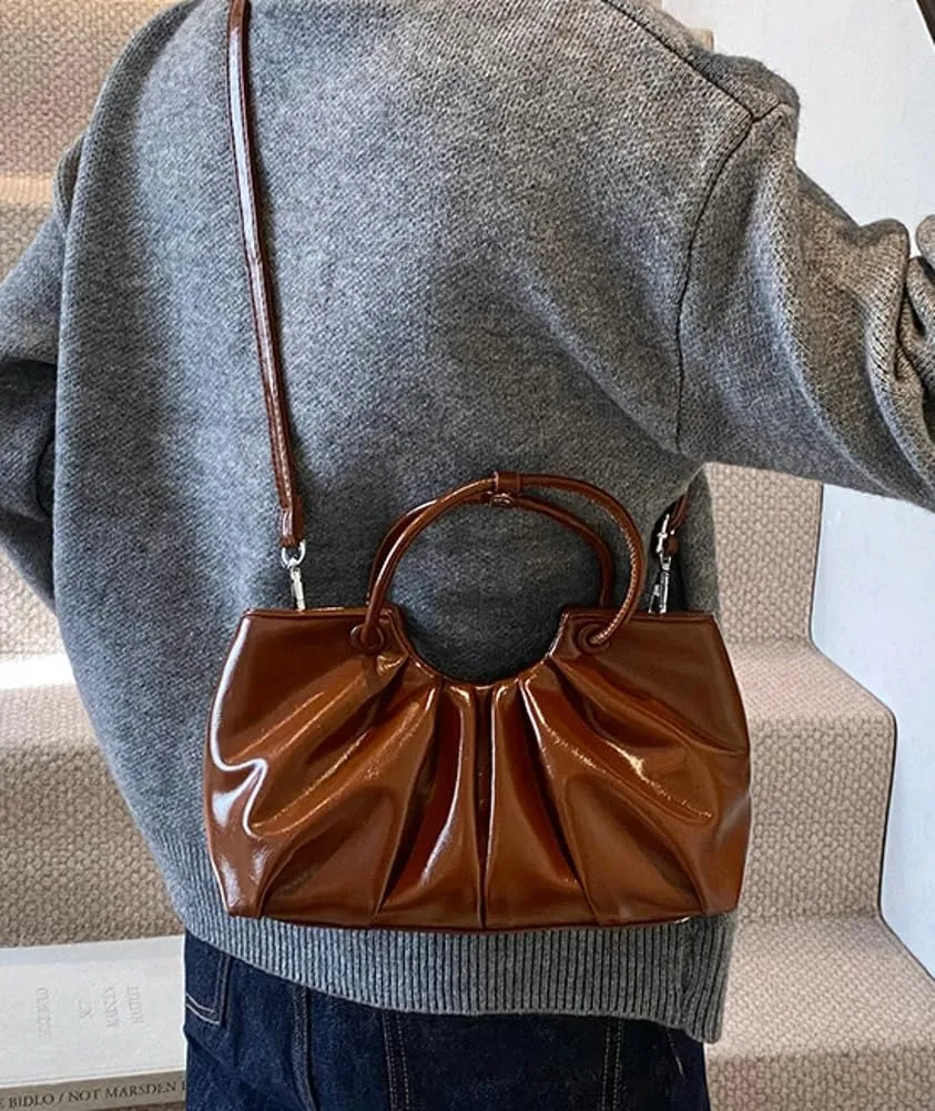Small Crossbody Shoulder Bags for Women Pleated Vegan Leather Tote Satchel Cloud Handbag Trendy Purses 2025