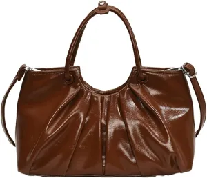 Small Crossbody Shoulder Bags for Women Pleated Vegan Leather Tote Satchel Cloud Handbag Trendy Purses 2025