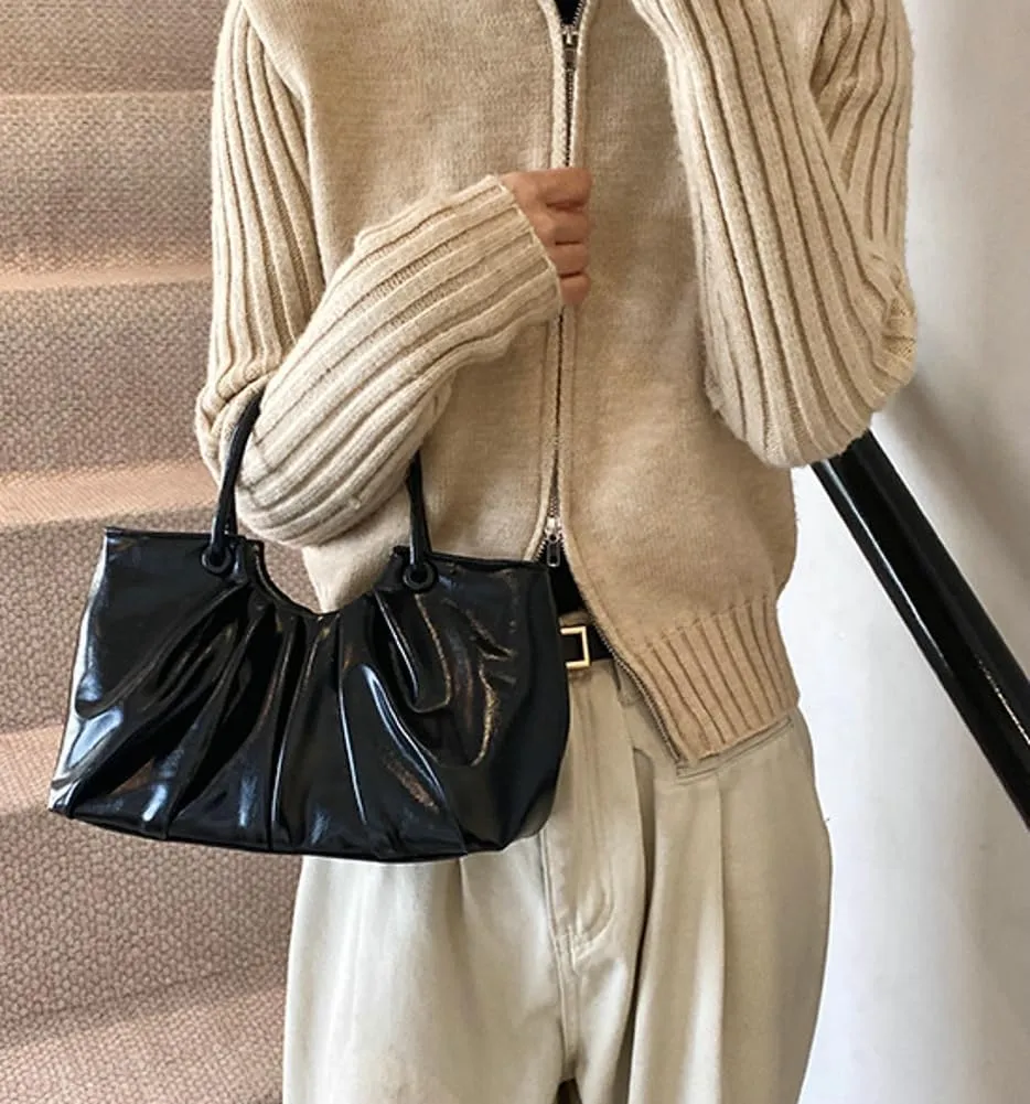 Small Crossbody Shoulder Bags for Women Pleated Vegan Leather Tote Satchel Cloud Handbag Trendy Purses 2025