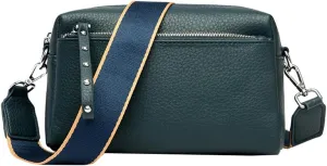 Small Crossbody Shoulder Bags for Women Triple Zip Phone Purse PU Leather Handbag Soft Satchel with Wide Strap