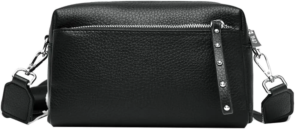 Small Crossbody Shoulder Bags for Women Triple Zip Phone Purse PU Leather Handbag Soft Satchel with Wide Strap