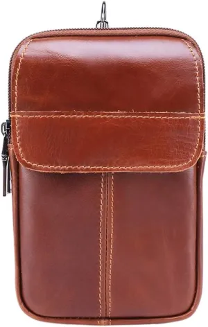 Small Travel Cell Phone Hip Pouch Leather Retro Mens Waist Belt bag