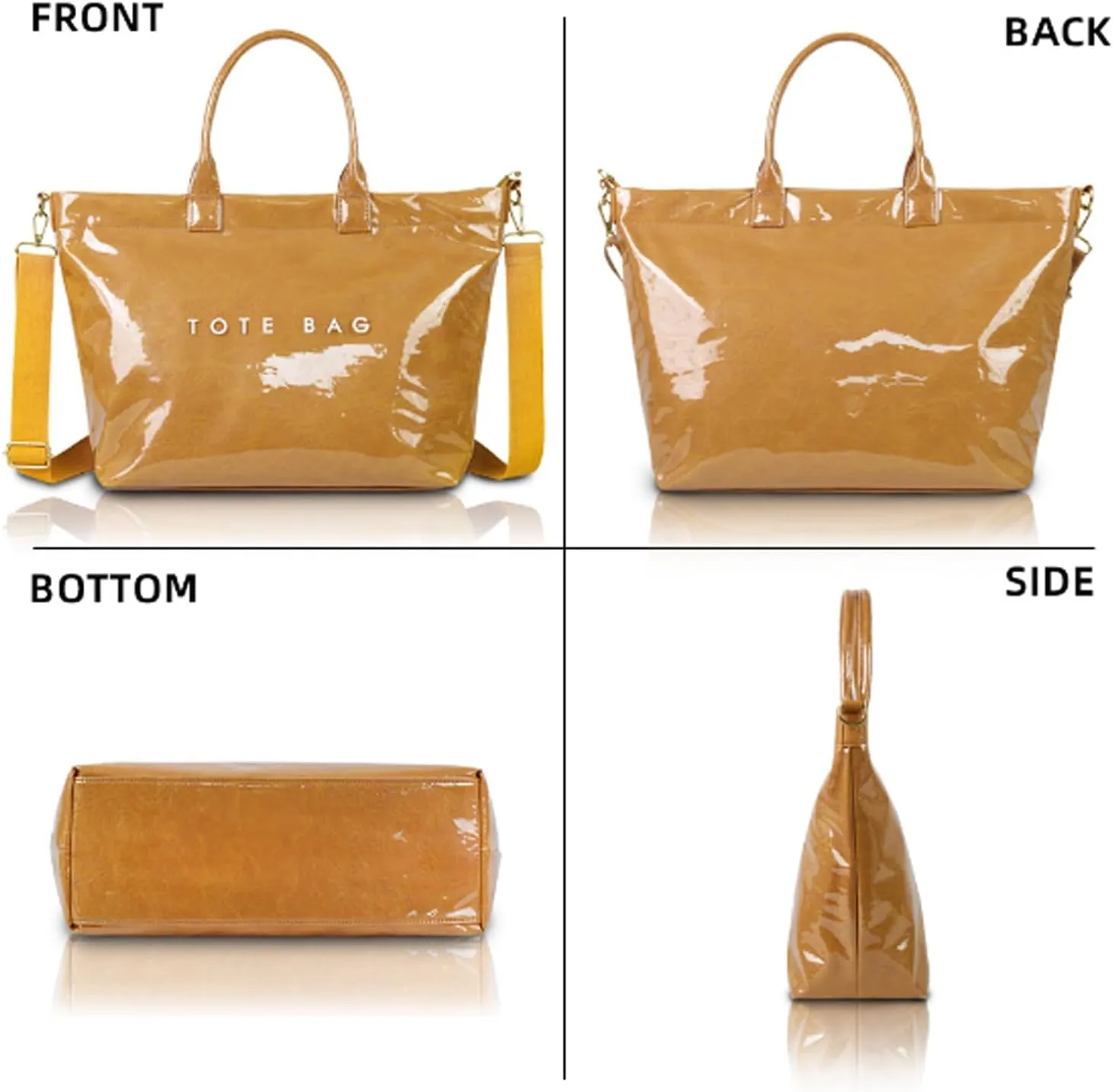 Stellaya Womens Letters Print Tote Bag, Stellaya Fashion Retro Tote Bag, PVC Large Kraft Paper for Women