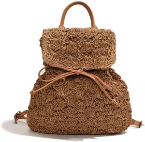 Straw Backpack Grunge Beach Backpack, Aesthetic Summer Cute Daypack Purse Straw Woven Shoulder Bag Hiking Travel