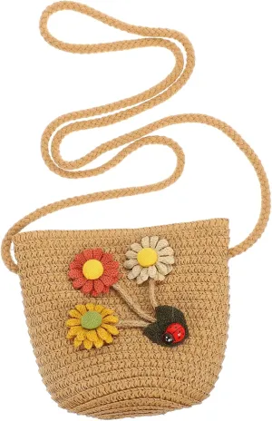 Straw Children's Satchel Sunflower Purse Mexican Purse Straw Woven Purse for Toddler Girl Toddler Girl