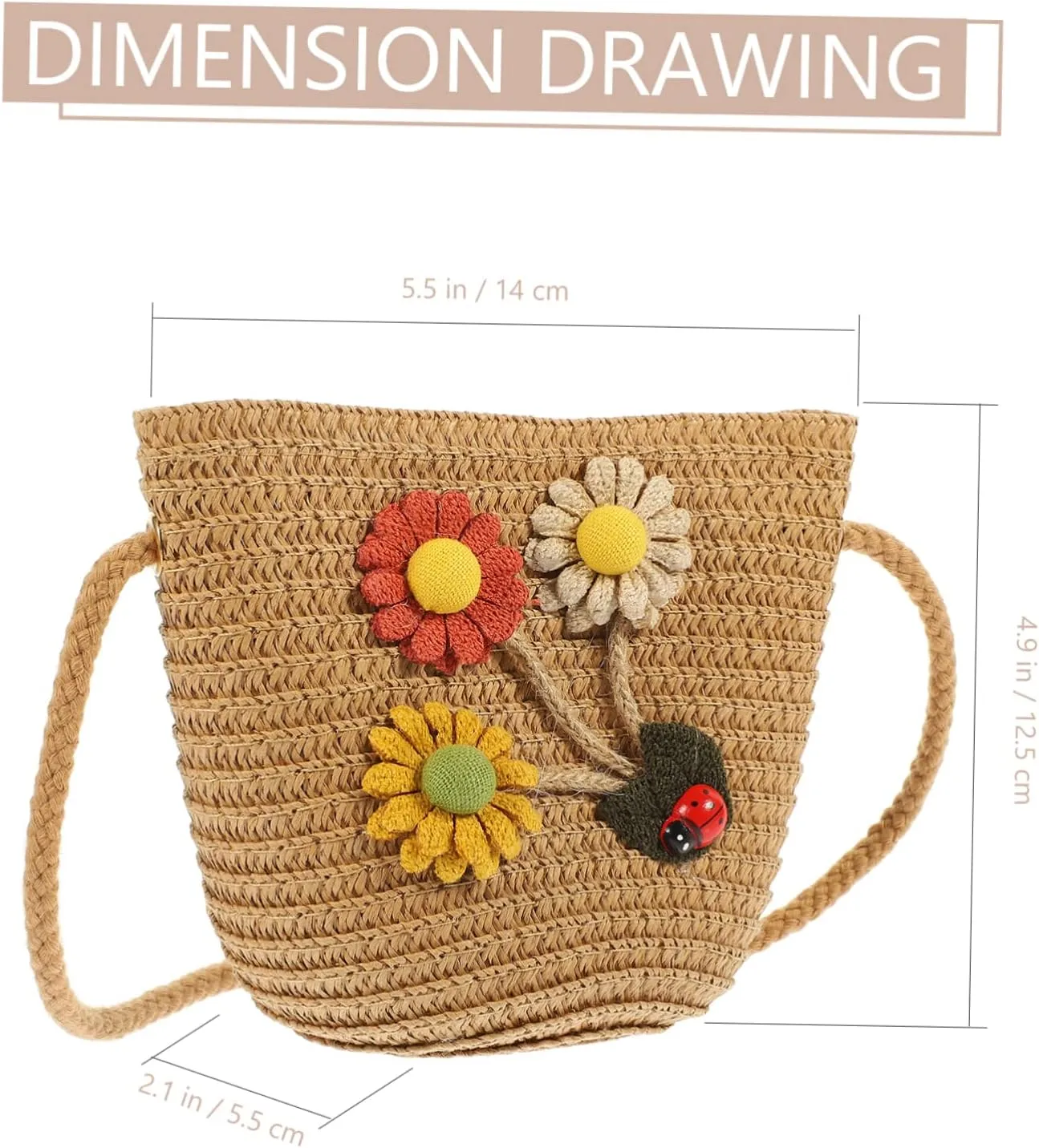 Straw Children's Satchel Sunflower Purse Mexican Purse Straw Woven Purse for Toddler Girl Toddler Girl