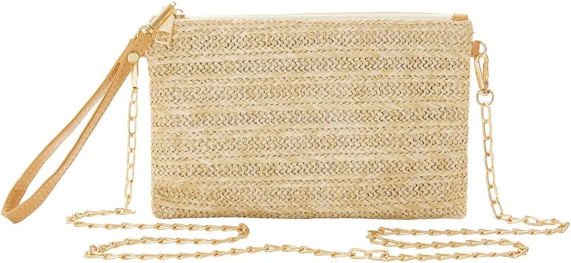 Straw Purse Crossbody Bags for Women Summer Purses Handbags Beach Straw Clutch Wristlet Wallets